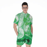 Green Acid Melt Print Men's Rompers