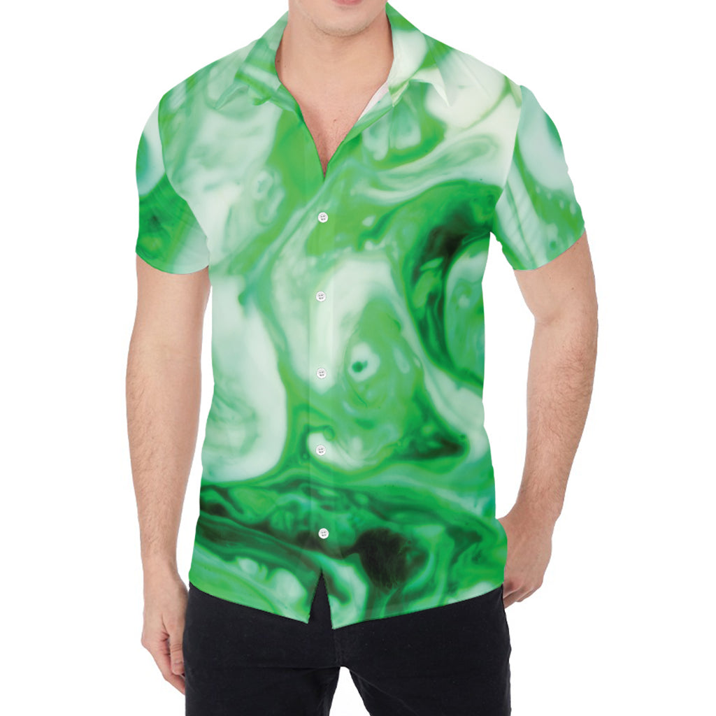 Green Acid Melt Print Men's Shirt