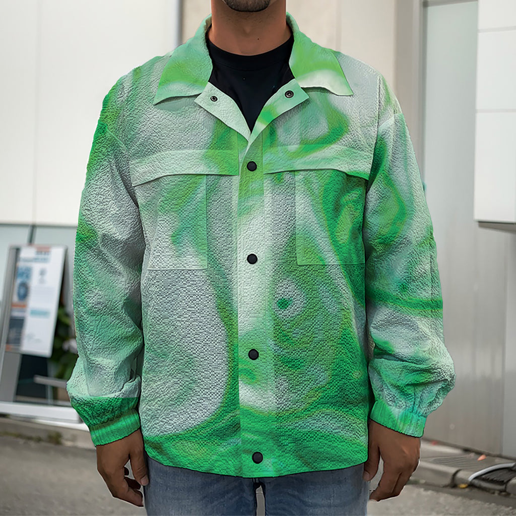 Green Acid Melt Print Men's Shirt Jacket