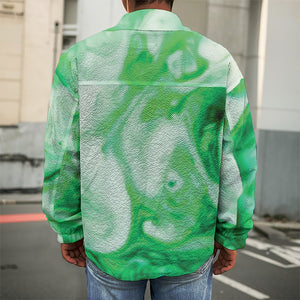 Green Acid Melt Print Men's Shirt Jacket