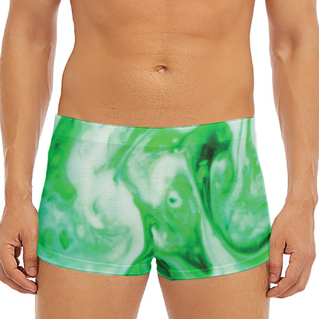 Green Acid Melt Print Men's Short Boxer Briefs