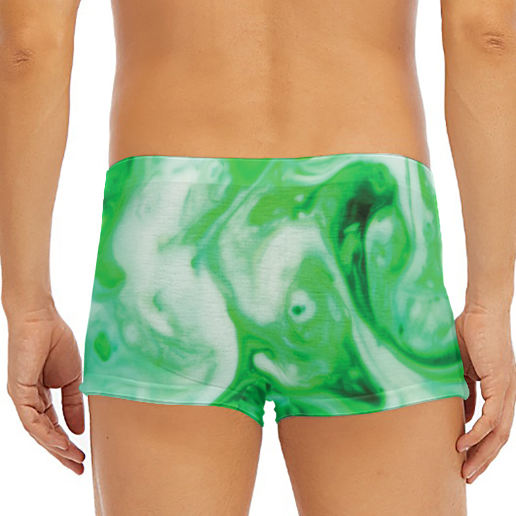 Green Acid Melt Print Men's Short Boxer Briefs