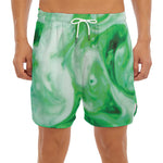 Green Acid Melt Print Men's Split Running Shorts