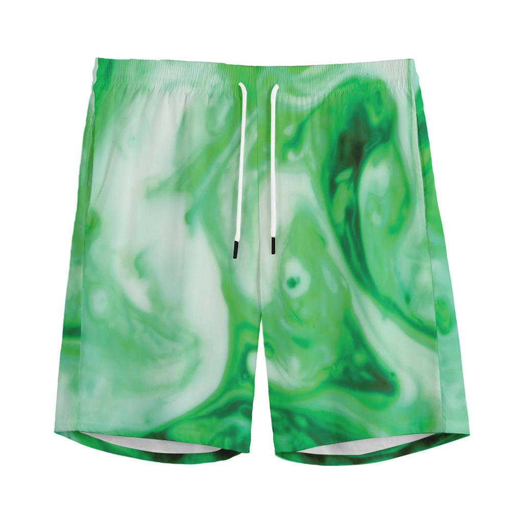 Green Acid Melt Print Men's Sports Shorts