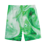 Green Acid Melt Print Men's Sports Shorts