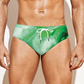 Green Acid Melt Print Men's Swim Briefs