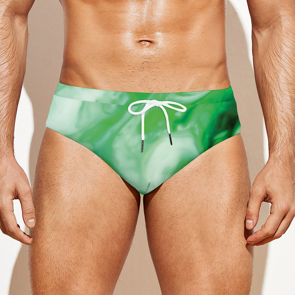 Green Acid Melt Print Men's Swim Briefs