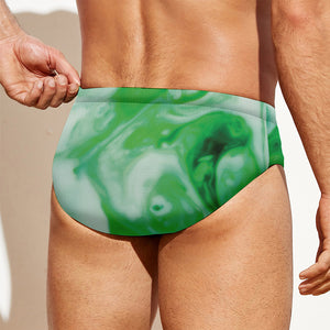 Green Acid Melt Print Men's Swim Briefs