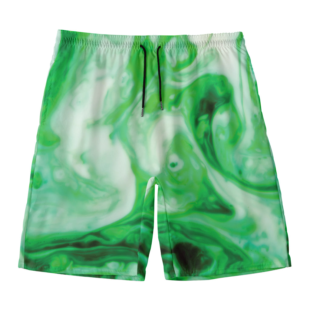 Green Acid Melt Print Men's Swim Trunks