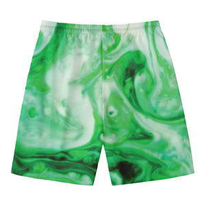 Green Acid Melt Print Men's Swim Trunks