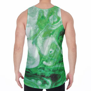 Green Acid Melt Print Men's Velvet Tank Top