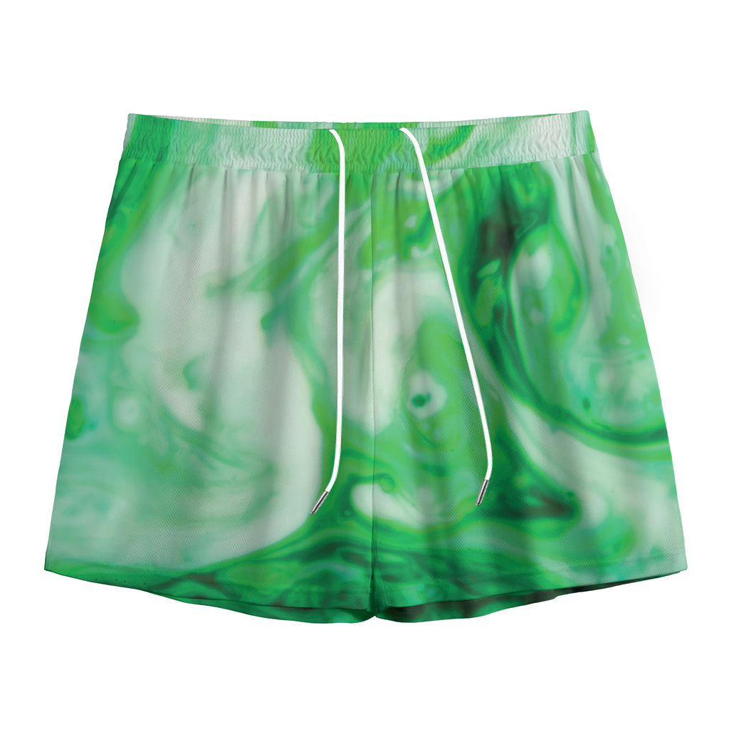 Green Acid Melt Print Mesh Shorts