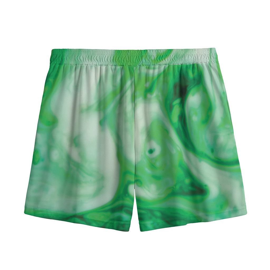 Green Acid Melt Print Mesh Shorts