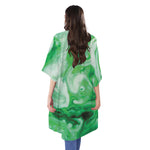 Green Acid Melt Print Open Front Beach Cover Up