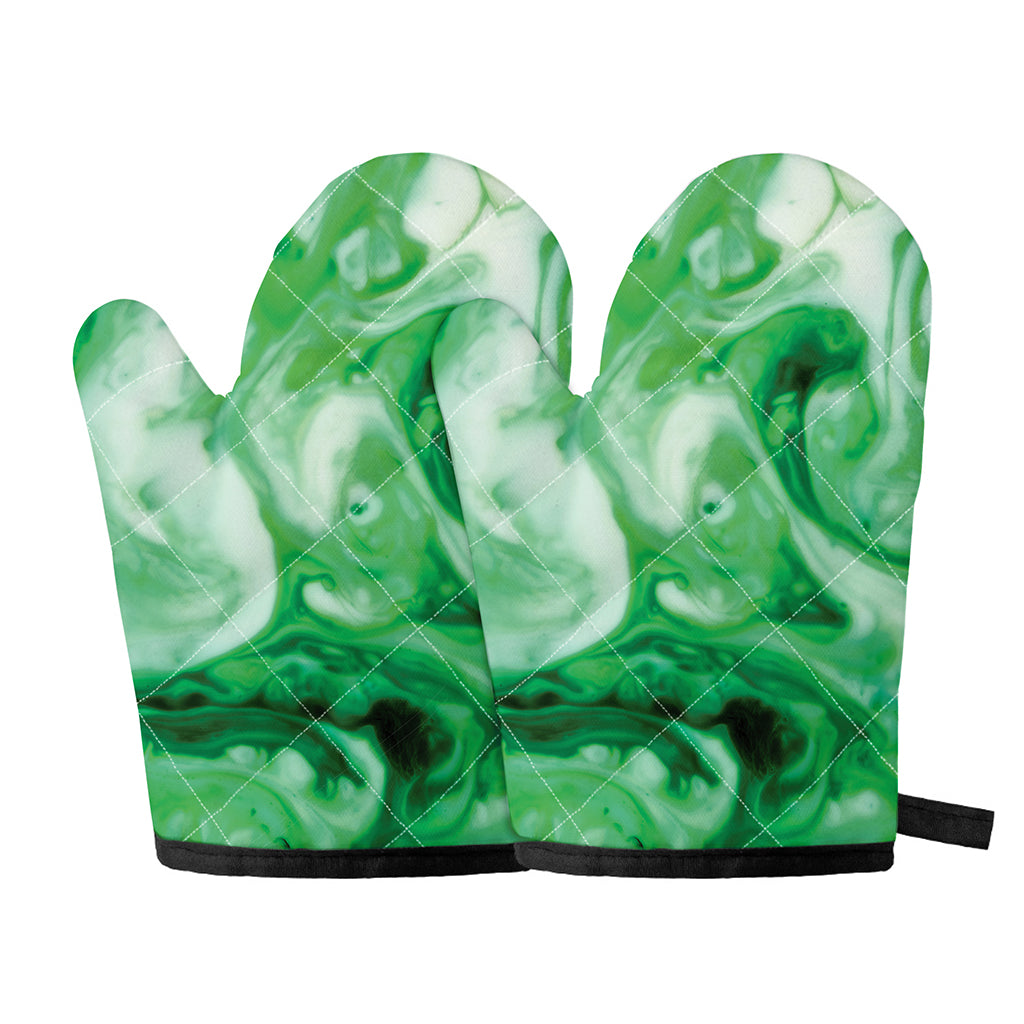 Green Acid Melt Print Oven Mitts