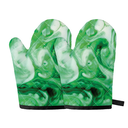 Green Acid Melt Print Oven Mitts
