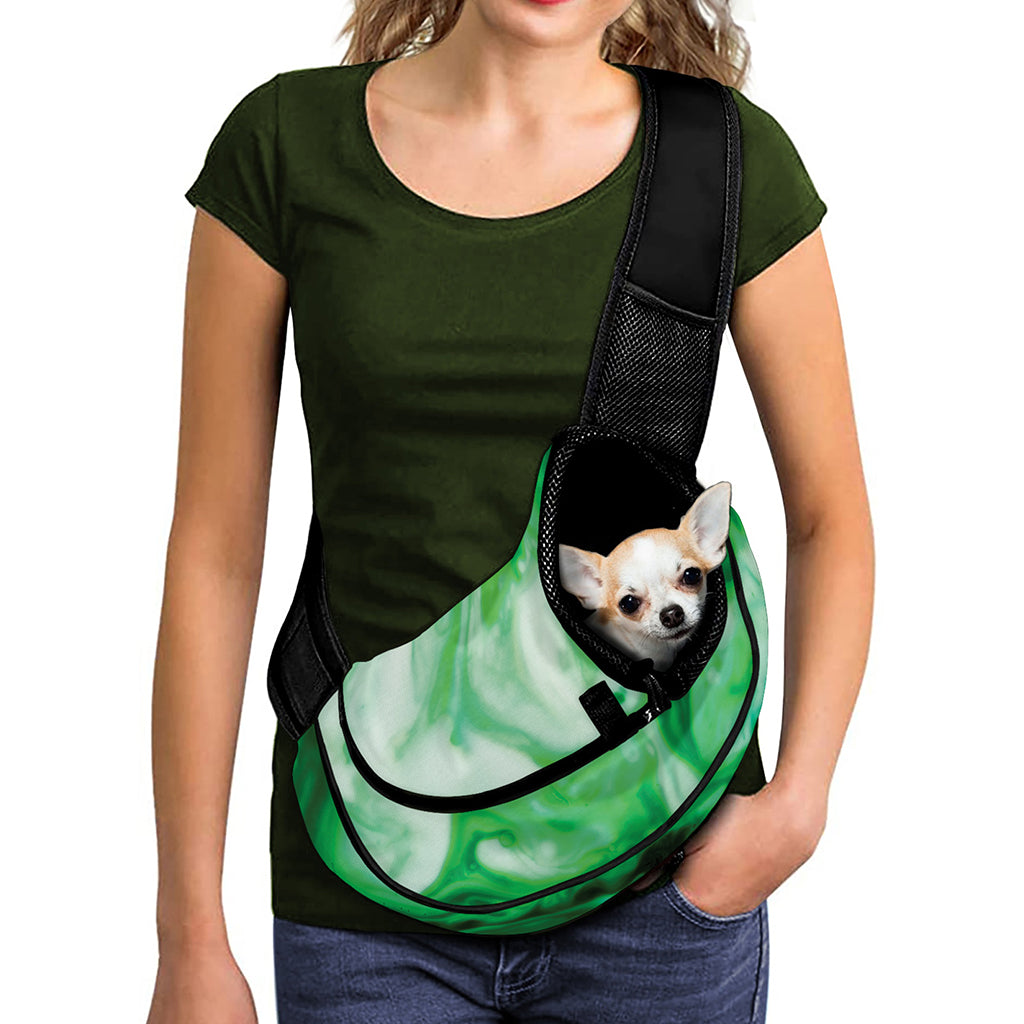 Green Acid Melt Print Pet Sling Carrier