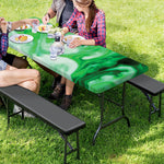 Green Acid Melt Print Picnic Table Cover
