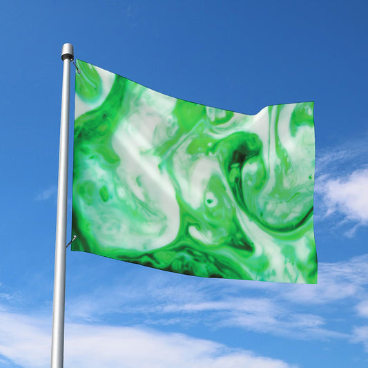 Green Acid Melt Print Polyester Flag