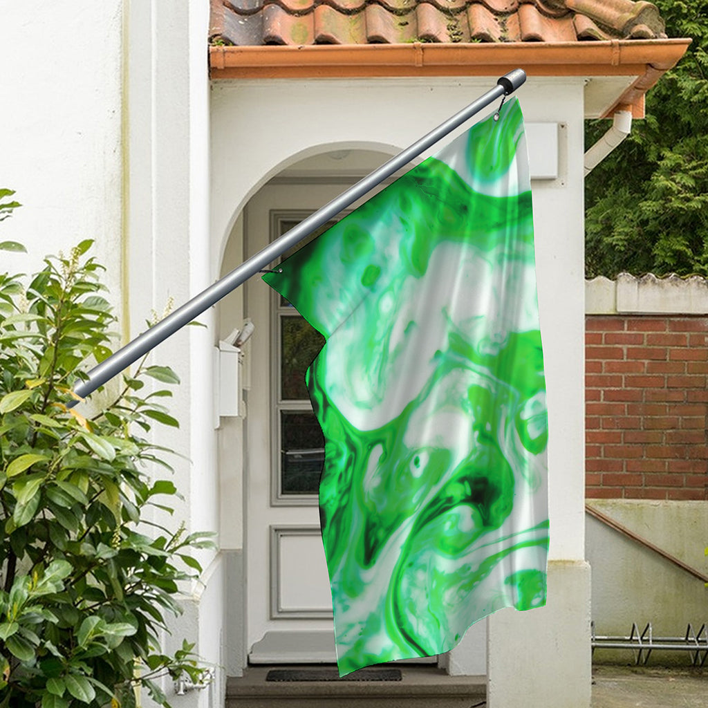 Green Acid Melt Print Polyester Flag