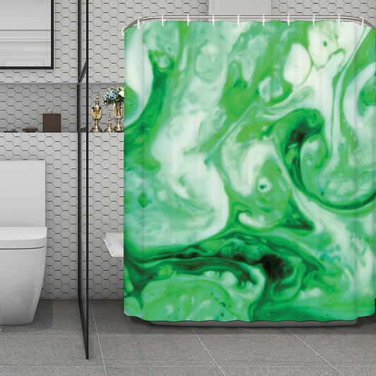 Green Acid Melt Print Polyester Shower Curtain