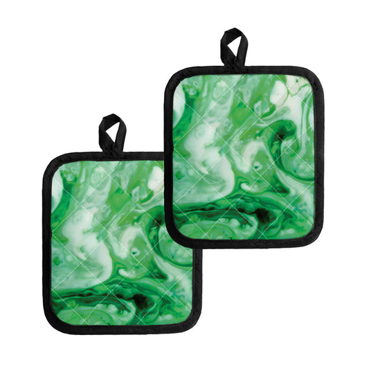 Green Acid Melt Print Pot Holders