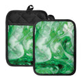 Green Acid Melt Print Pot Holders With Pocket