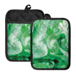 Green Acid Melt Print Pot Holders With Pocket