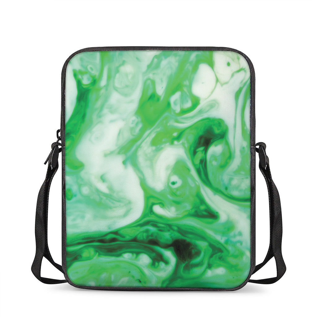 Green Acid Melt Print Rectangular Crossbody Bag