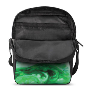 Green Acid Melt Print Rectangular Crossbody Bag