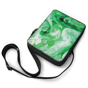 Green Acid Melt Print Rectangular Crossbody Bag