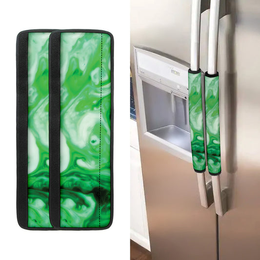 Green Acid Melt Print Refrigerator Handle Covers
