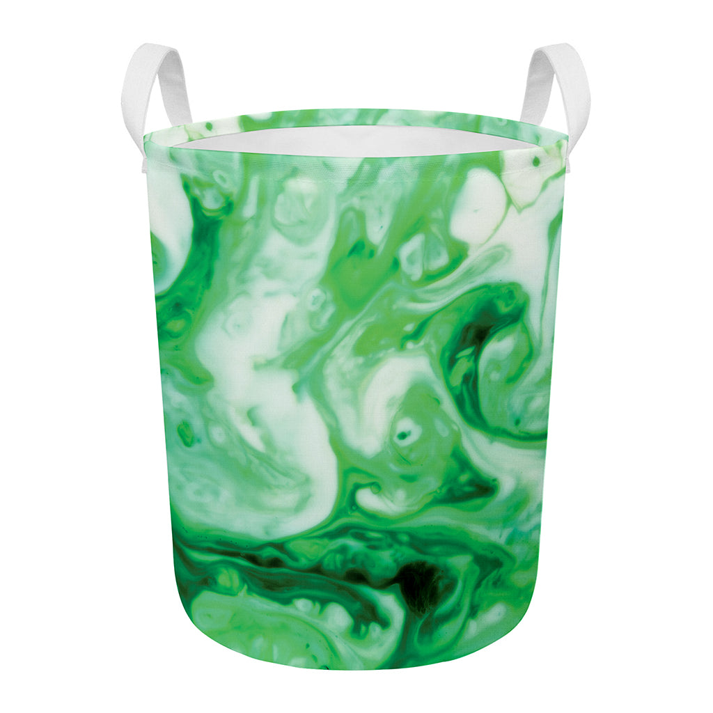 Green Acid Melt Print Round Laundry Basket