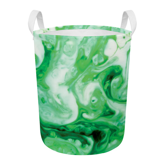 Green Acid Melt Print Round Laundry Basket