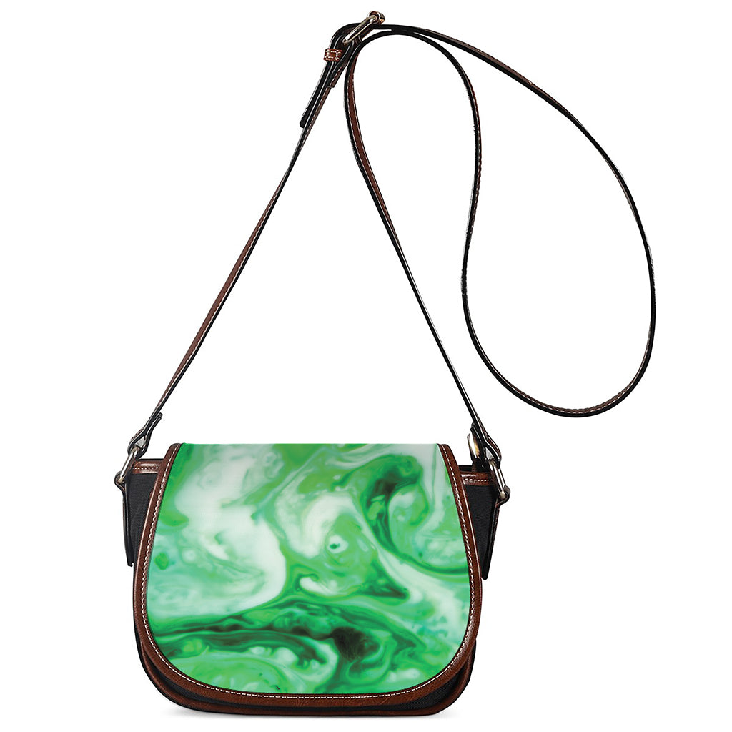 Green Acid Melt Print Saddle Bag