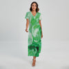 Green Acid Melt Print Short Sleeve Maxi Dress