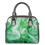 Green Acid Melt Print Shoulder Handbag