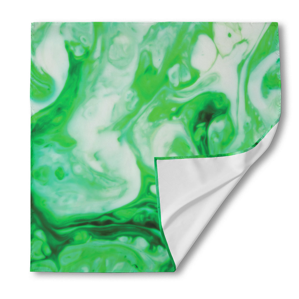 Green Acid Melt Print Silk Bandana