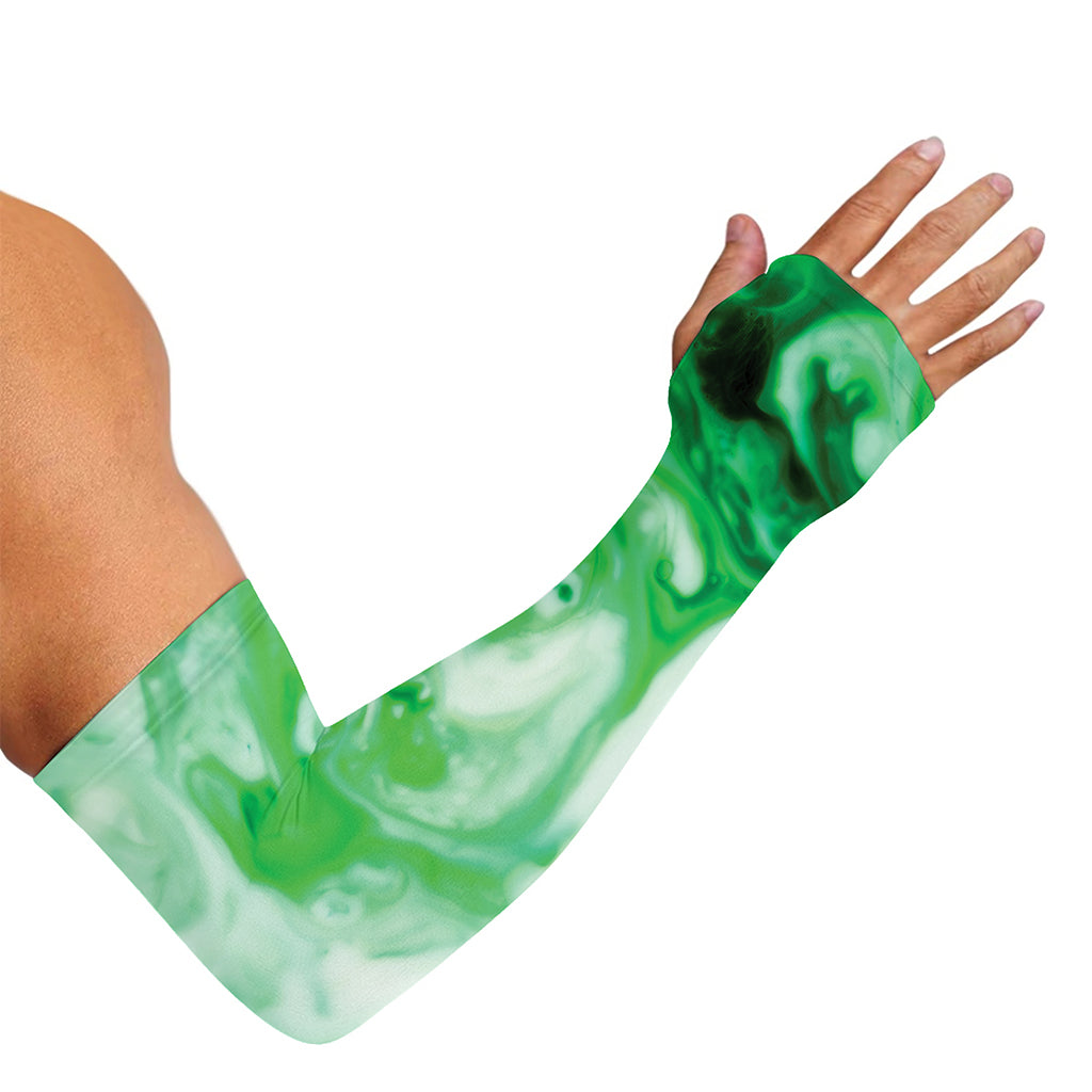 Green Acid Melt Print Sun Protection Arm Sleeves