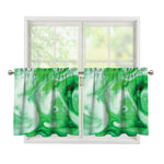 Green Acid Melt Print Tier Curtains