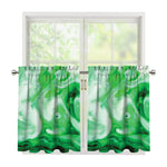 Green Acid Melt Print Tier Curtains