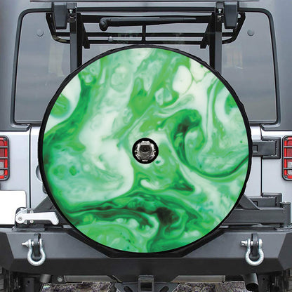 Green Acid Melt Print Tire Cover With Camera Hole