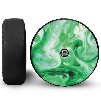 Green Acid Melt Print Tire Cover With Camera Hole