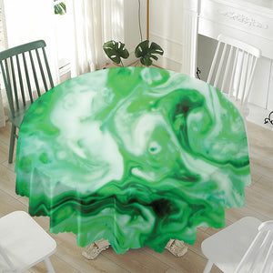 Green Acid Melt Print Waterproof Round Tablecloth