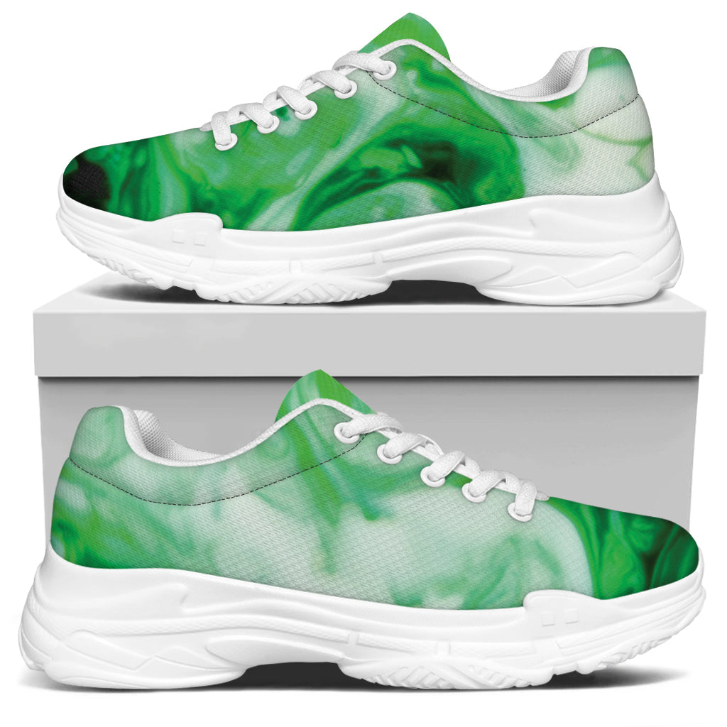 Green Acid Melt Print White Chunky Shoes