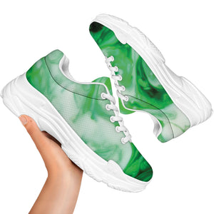 Green Acid Melt Print White Chunky Shoes