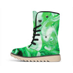 Green Acid Melt Print Winter Boots