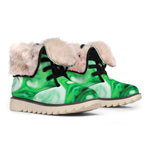 Green Acid Melt Print Winter Boots
