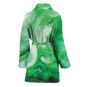 Green Acid Melt Print Women's Bathrobe