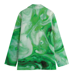 Green Acid Melt Print Women's Blazer